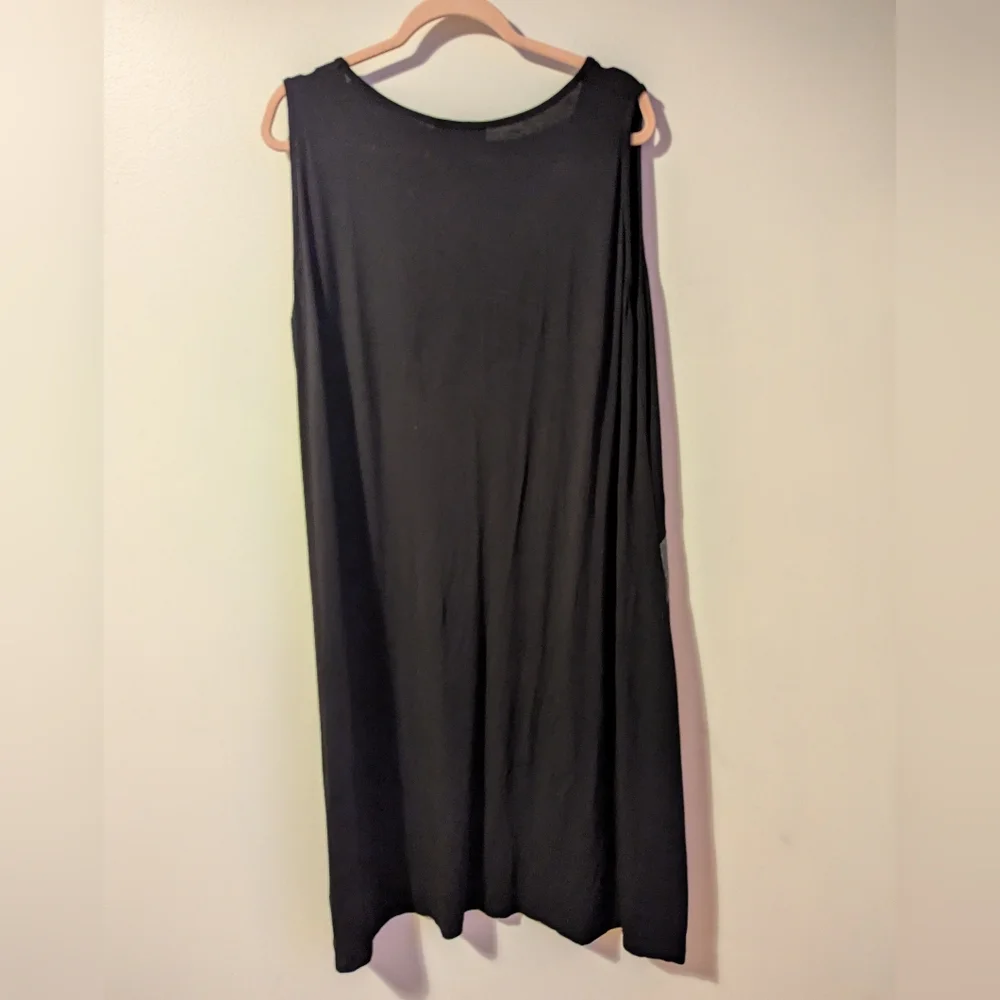 KOKOMARINA Black Grey Abstract Lagenlook Casual Soft Midi Dress Size 2 XLarge - Picture 12 of 12